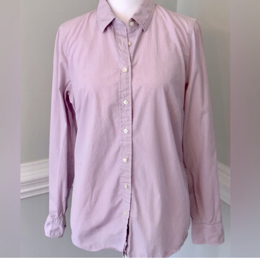 J. Crew Lavender and White Micro Stripe Button Down Shirt